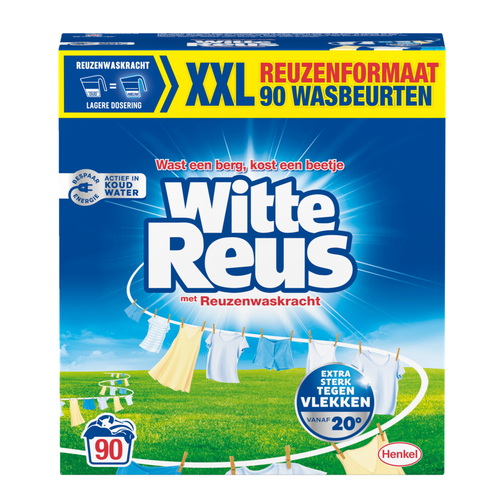 2+2 gratis: Witte Reus Waspoeder Wit 90 Wasbeurten 4,5 kg