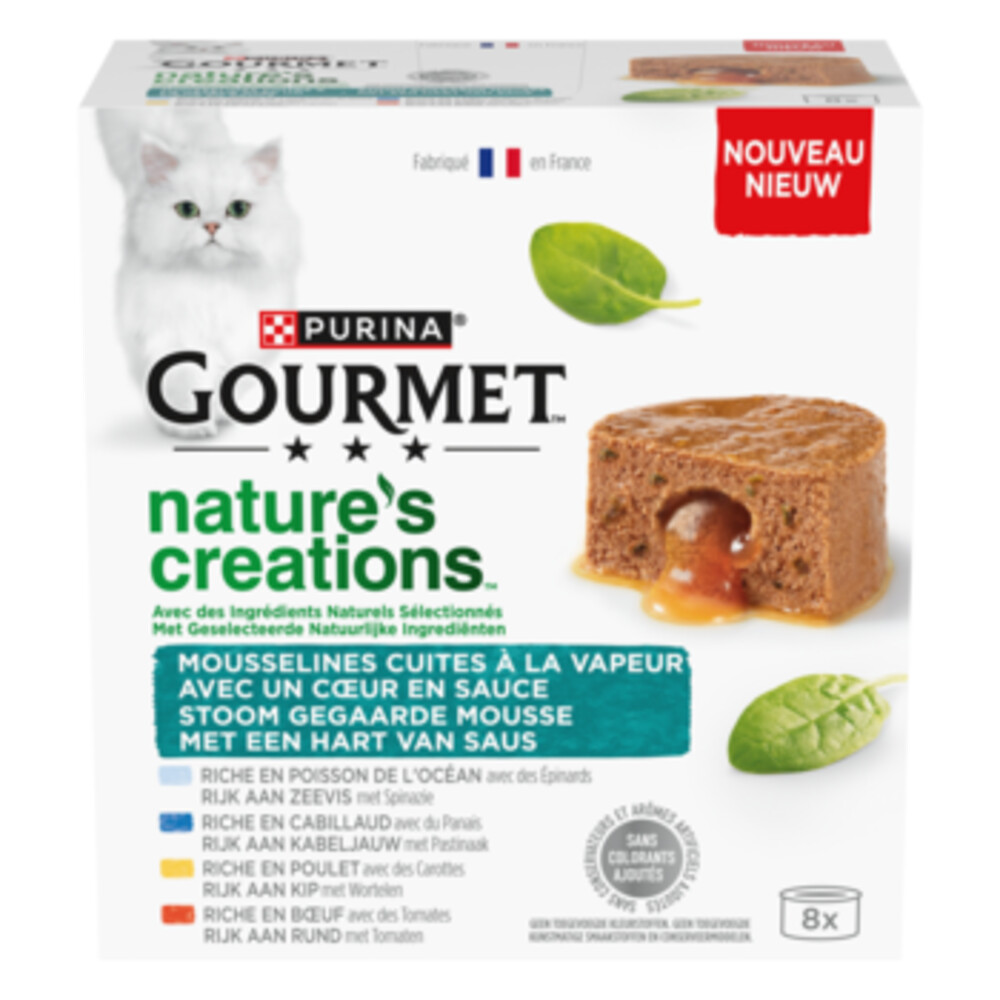 6x Gourmet Nature's Creations Blik Mousse met Saus Zeevis 8 x 85 gr