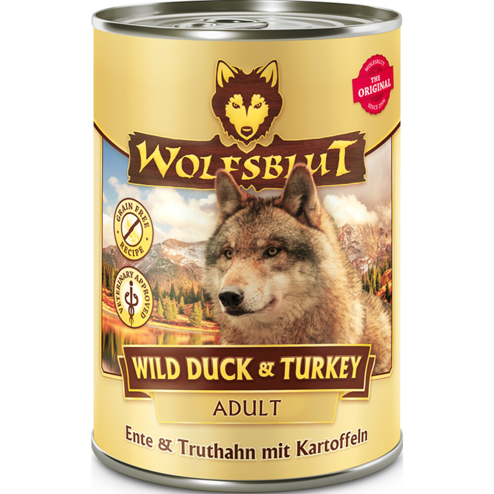 6x Wolfsblut Adult Wild Eend&Kalkoen Hondenvoer 395 gr