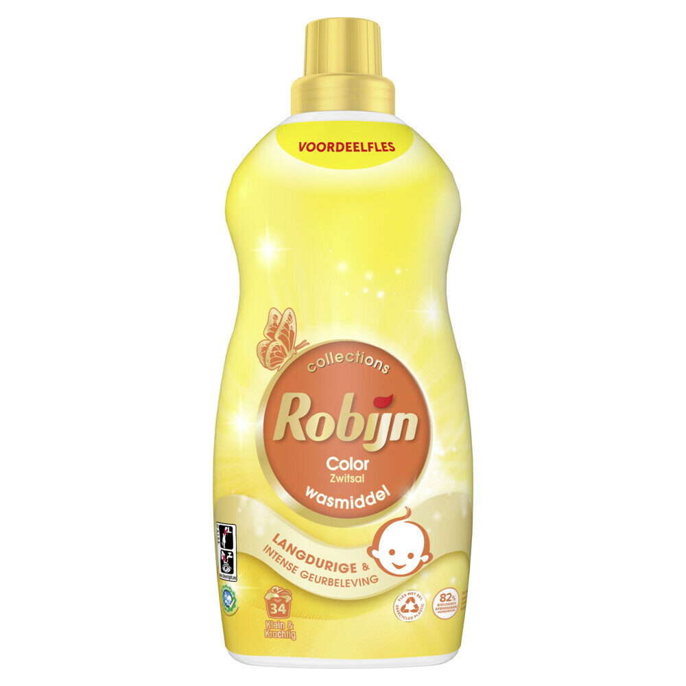 4x Robijn Klein&Krachtig Wasmiddel Zwitsalgeur 34 Wasbeurten 1,19 liter