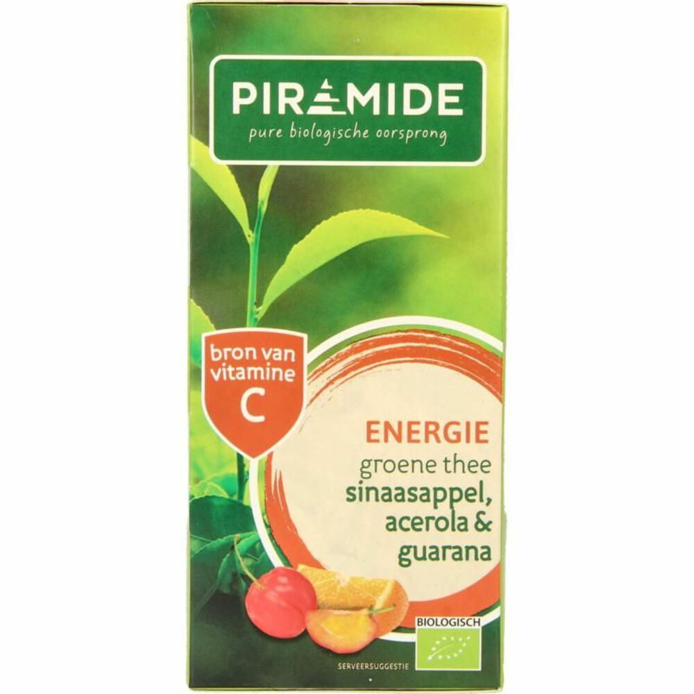 Piramide Groene Thee Energie Sinaasappel, Acerola&Guarana 20 stuks