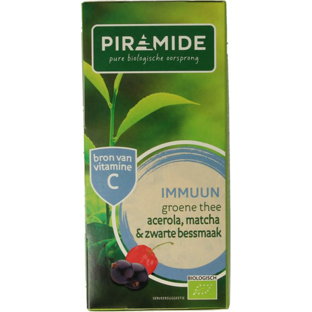 Piramide Groene Thee Immuun Acerola, Matcha&Zwarte Bes 20 stuks