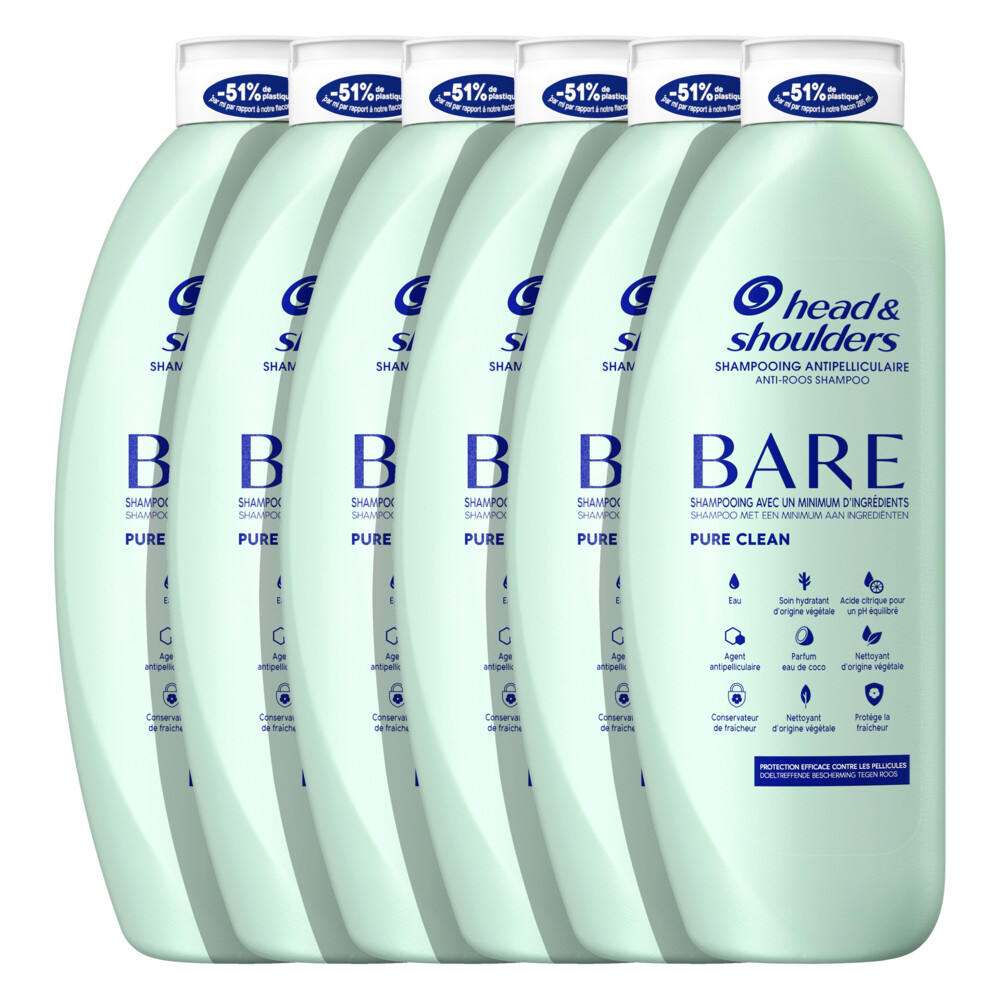 6x Head&Shoulders Shampoo Bare Pure Clean 400 ml