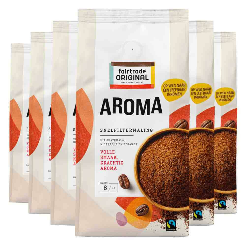 6x Fairtrade Original Koffie Aroma Snelfiltermaling 250 gr