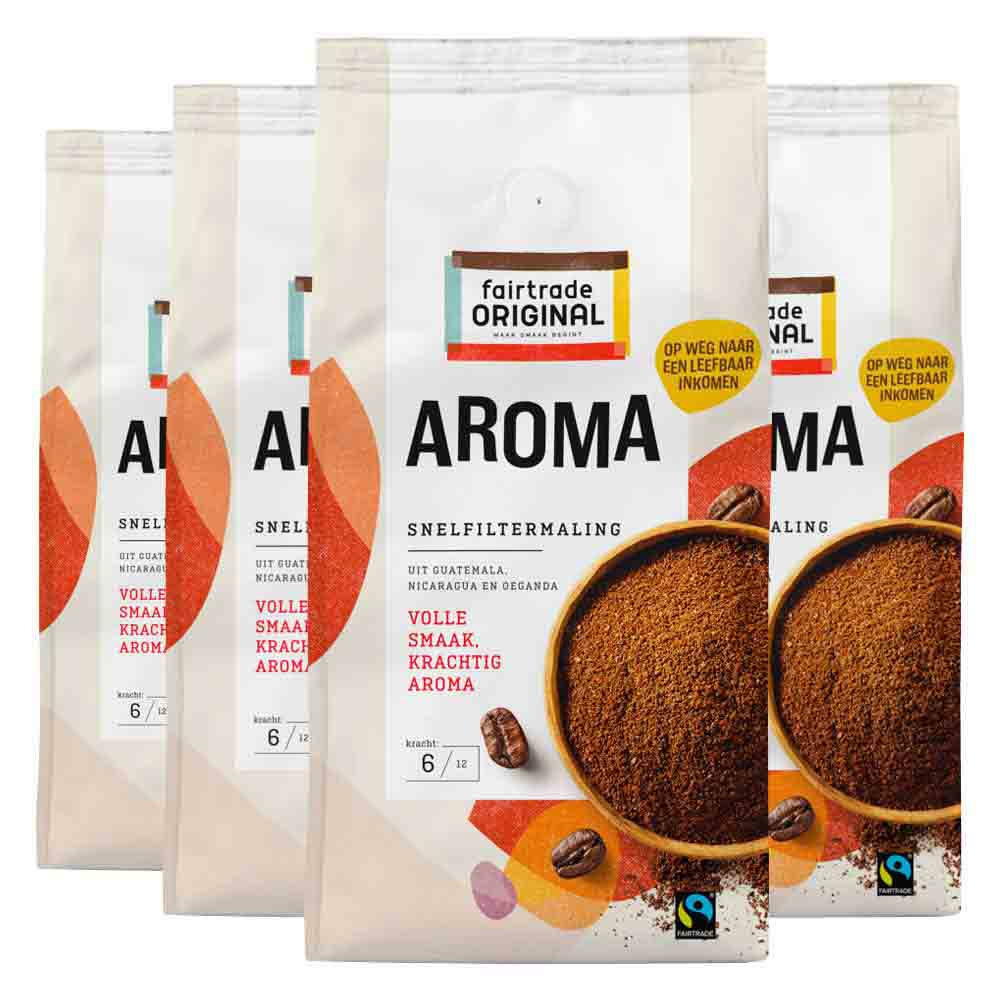 4x Fairtrade Original Koffie Aroma Snelfiltermaling 250 gr