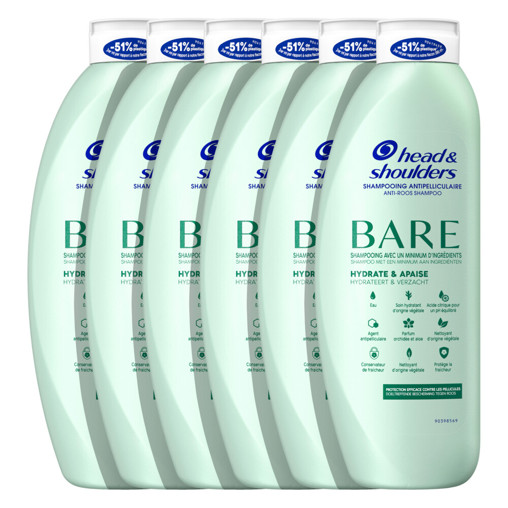 6x Head&Shoulders Shampoo Bare Hydrateert&Verzacht 400 ml