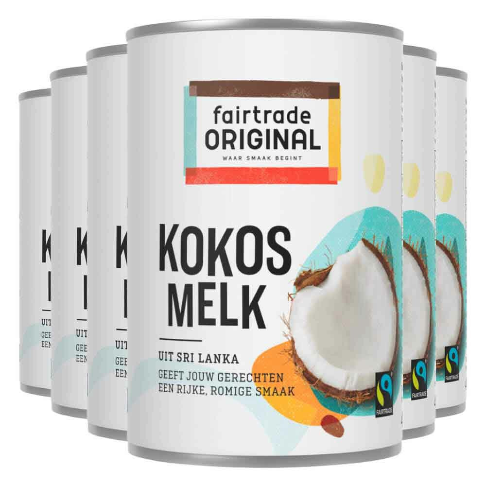 6x Fairtrade Original Kokosmelk 400 ml