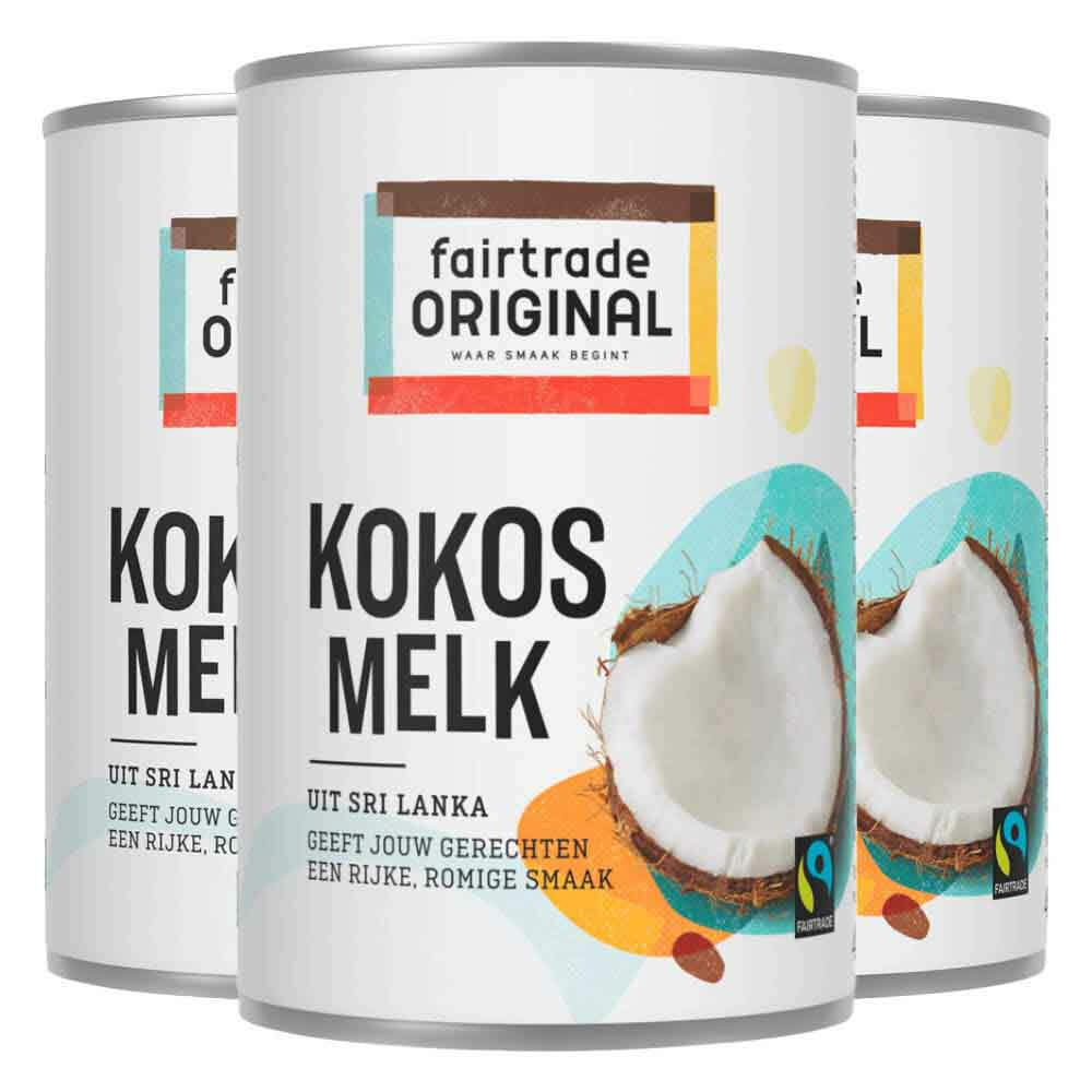 3x Fairtrade Original Kokosmelk 400 ml