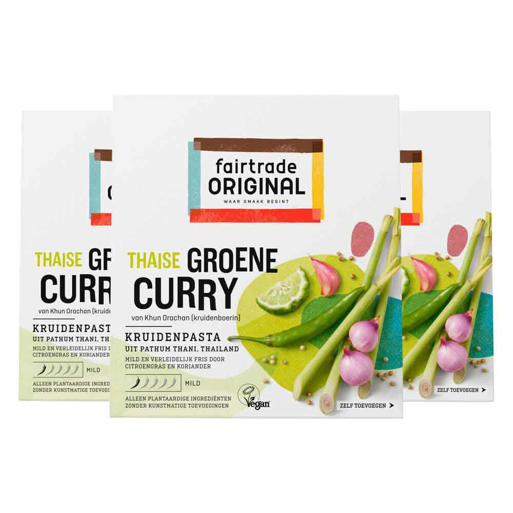 3x Fairtrade Original Kruidenpasta Groene Curry 70 gr