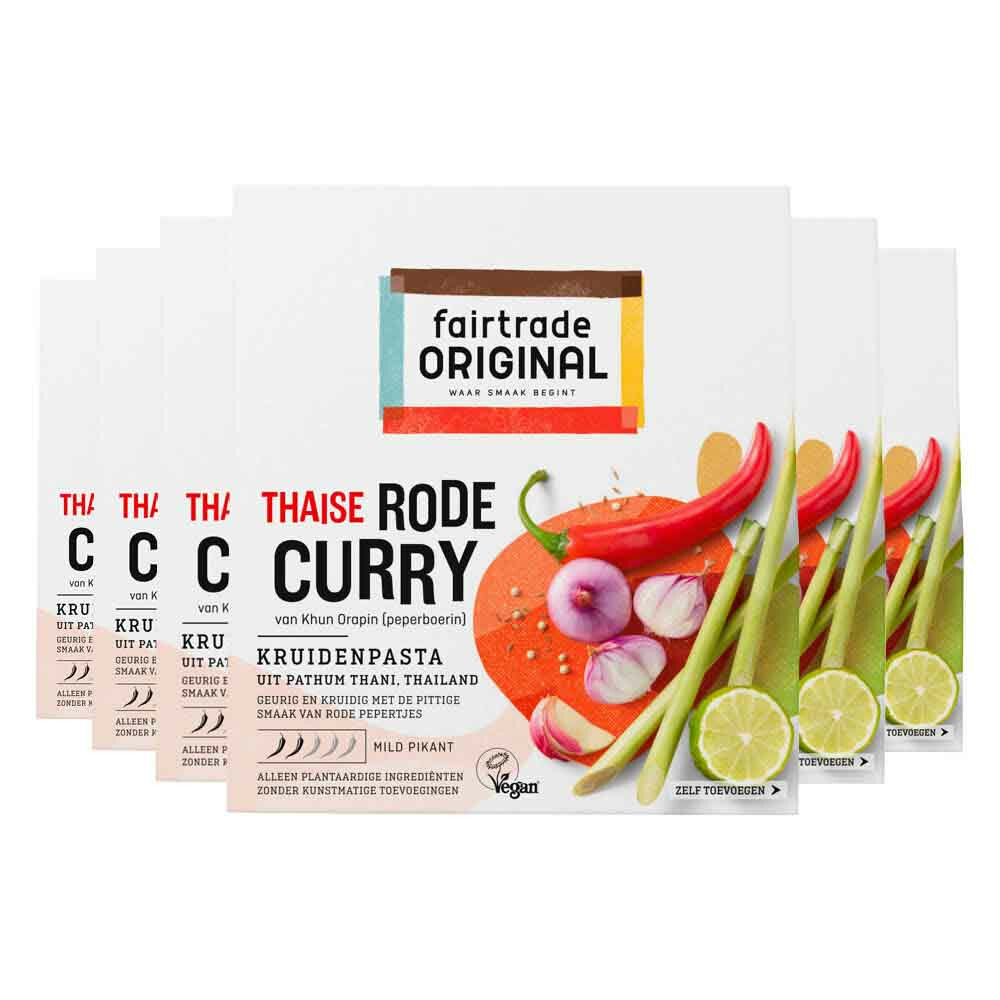 6x Fairtrade Original Kruidenpasta Rode Curry 70 gr