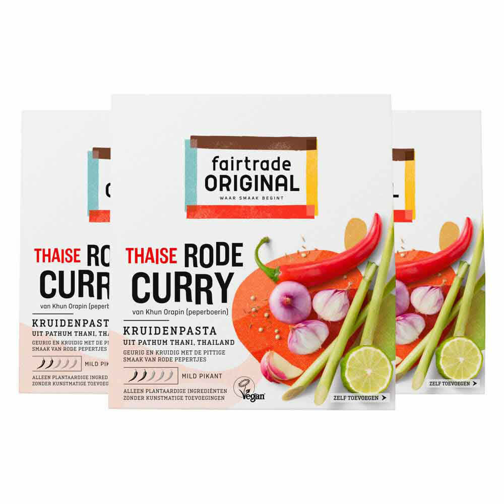 3x Fairtrade Original Kruidenpasta Rode Curry 70 gr