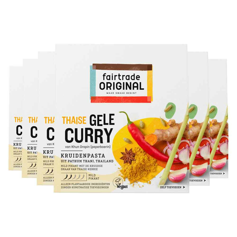 6x Fairtrade Original Kruidenpasta Gele Curry 70 gr