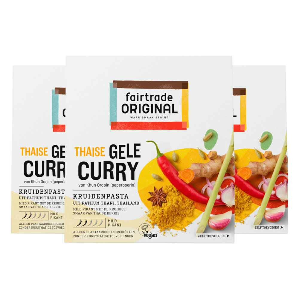 3x Fairtrade Original Kruidenpasta Gele Curry 70 gr