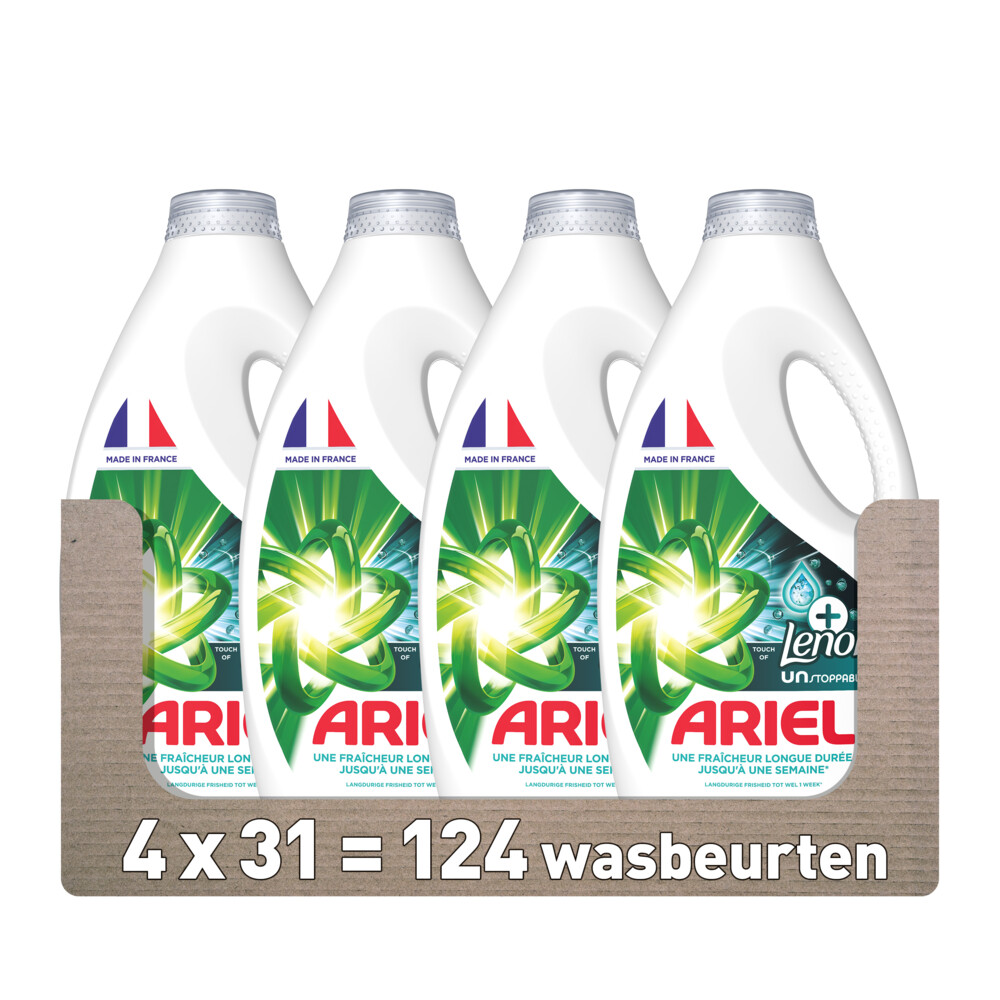 4x Ariel Vloeibaar Wasmiddel Color Lenor Unstoppables 31 Wasbeurten 1395 ml