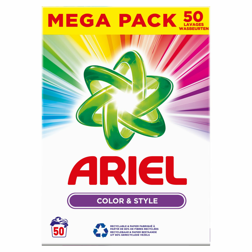 3x Ariel Waspoeder Kleur 50 wasbeurten 3 kg