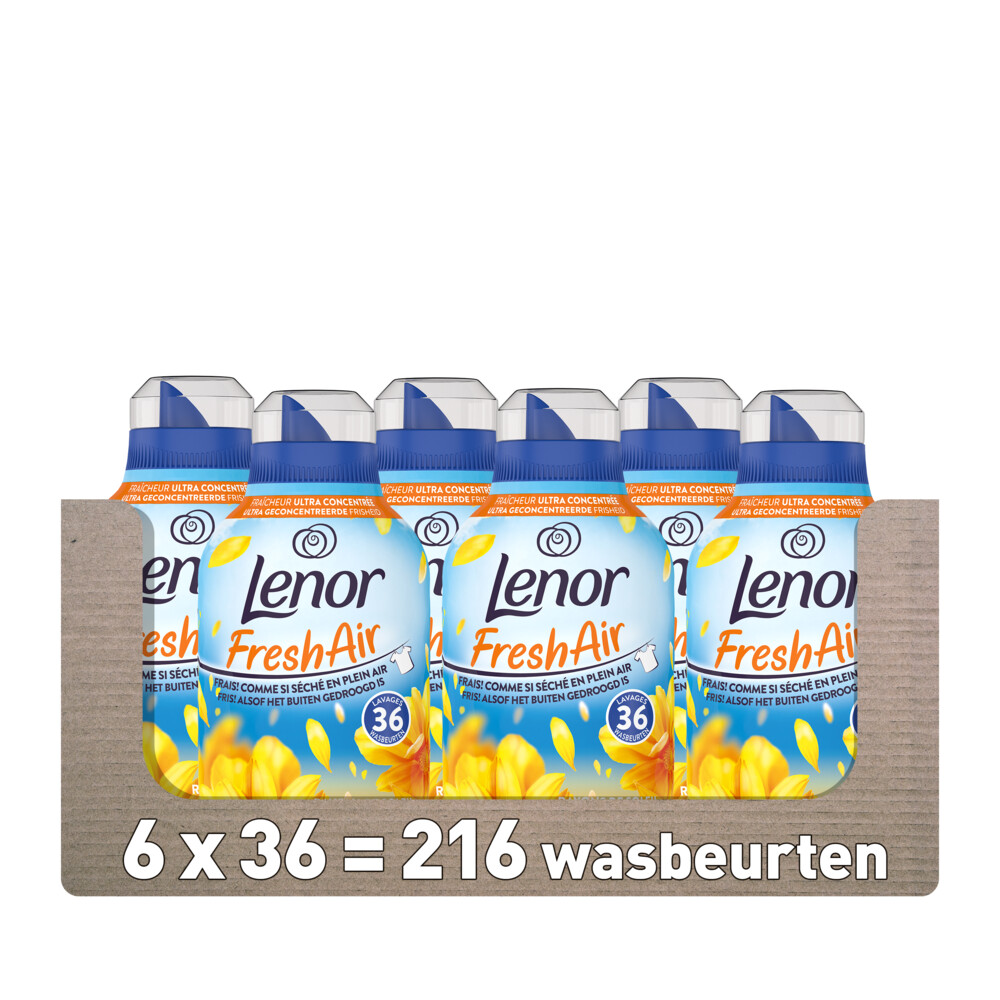6x Lenor Wasverzachter Fresh Air Zonnestralen 36 Wasbeurten 504 ml