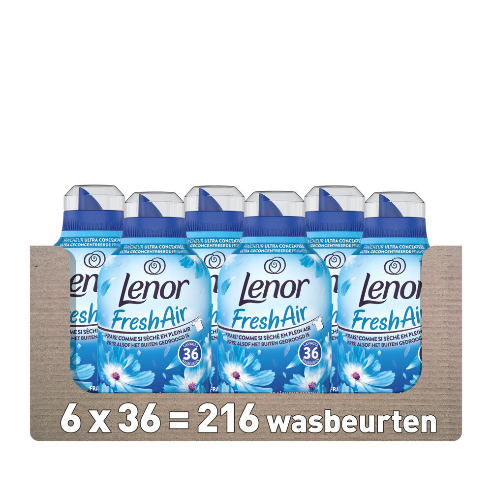 6x Lenor Wasverzachter Fresh Air Ochtendfris 36 Wasbeurten 504 ml