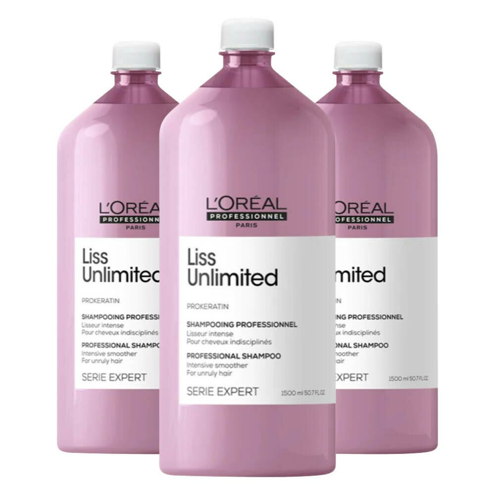 3x L'Oréal Professionnel Liss Unlimited Shampoo 1500 ml