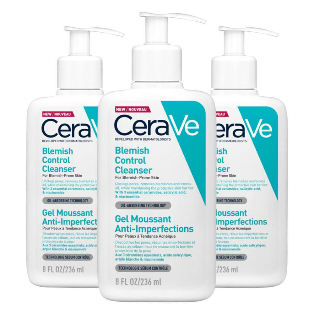 3x CeraVe Acne Cleanser 236 ml