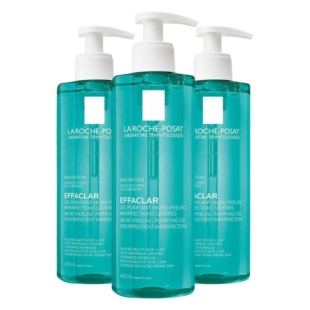 3x La Roche Posay Effaclar Zuiverende Micro-Peeling Gel 400 ml