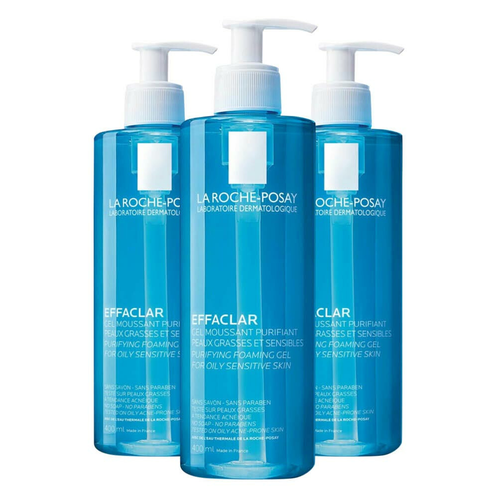 3x La Roche Posay Effaclar Zuiverende Gel 400 ml