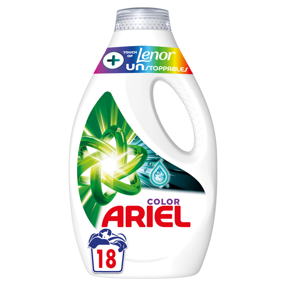 4x Ariel Vloeibaar Wasmiddel +Touch Van Lenor Unstoppables 18 Wasbeurten 810 ml