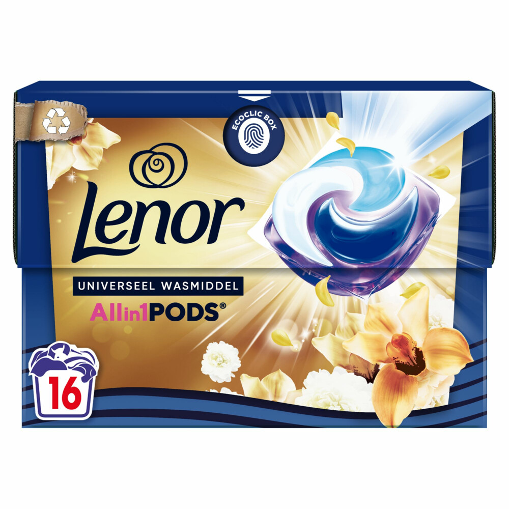 4x Lenor Wasmiddel All-in-1 Pods Gouden Orchidee 16 stuks