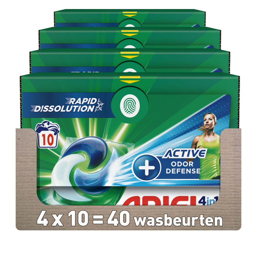 4x Ariel 4in1 Pods Wasmiddelcapsules Actieve Geurbestrijding 10 stuks