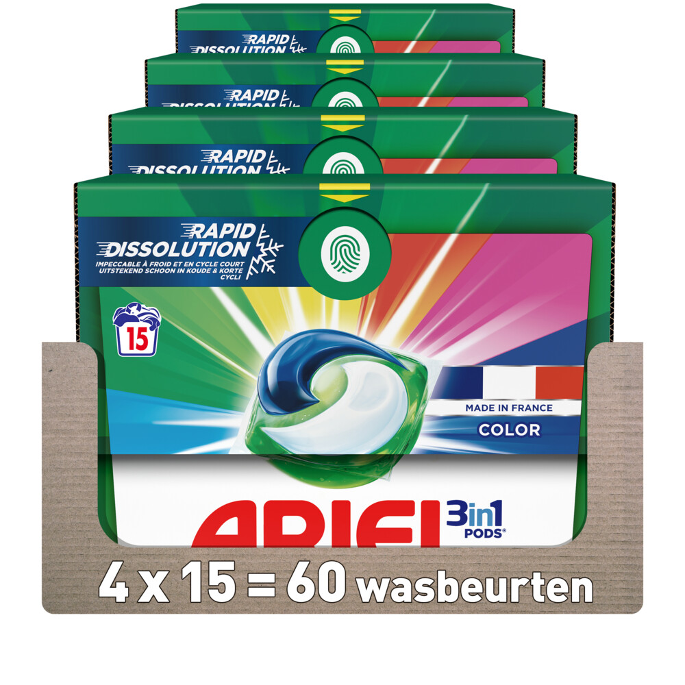 4x Ariel 3in1 Pods Wasmiddelcapsules Color 15 stuks