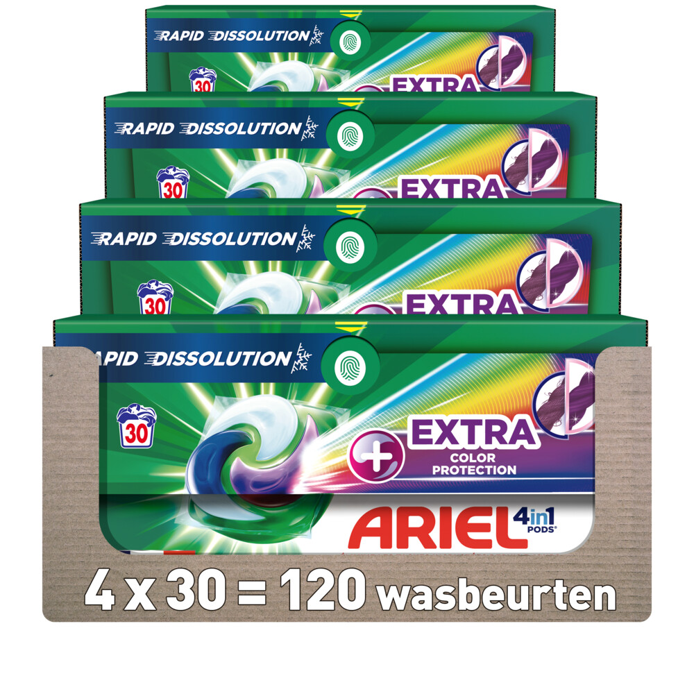 4x Ariel 4in1 Pods Wasmiddelcapsules Extra Fiber Protection 30 stuks