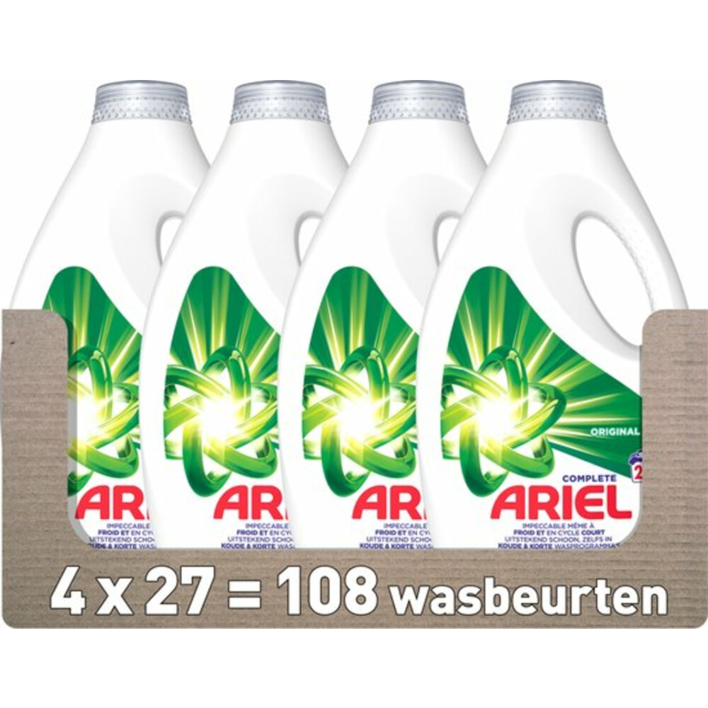 4x Ariel Vloeibaar Wasmiddel Original 27 Wasbeurten 1215 ml