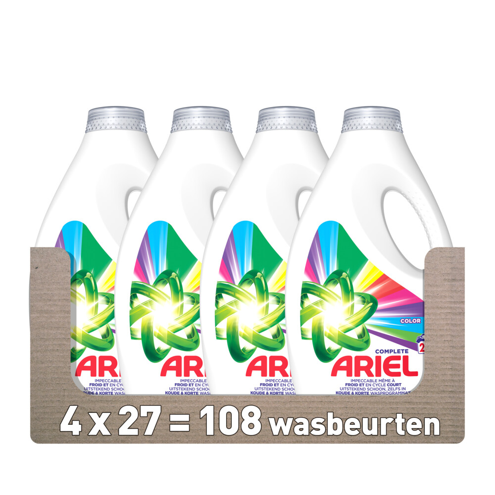 4x Ariel Vloeibaar Wasmiddel Color 27 Wasbeurten 1215 ml