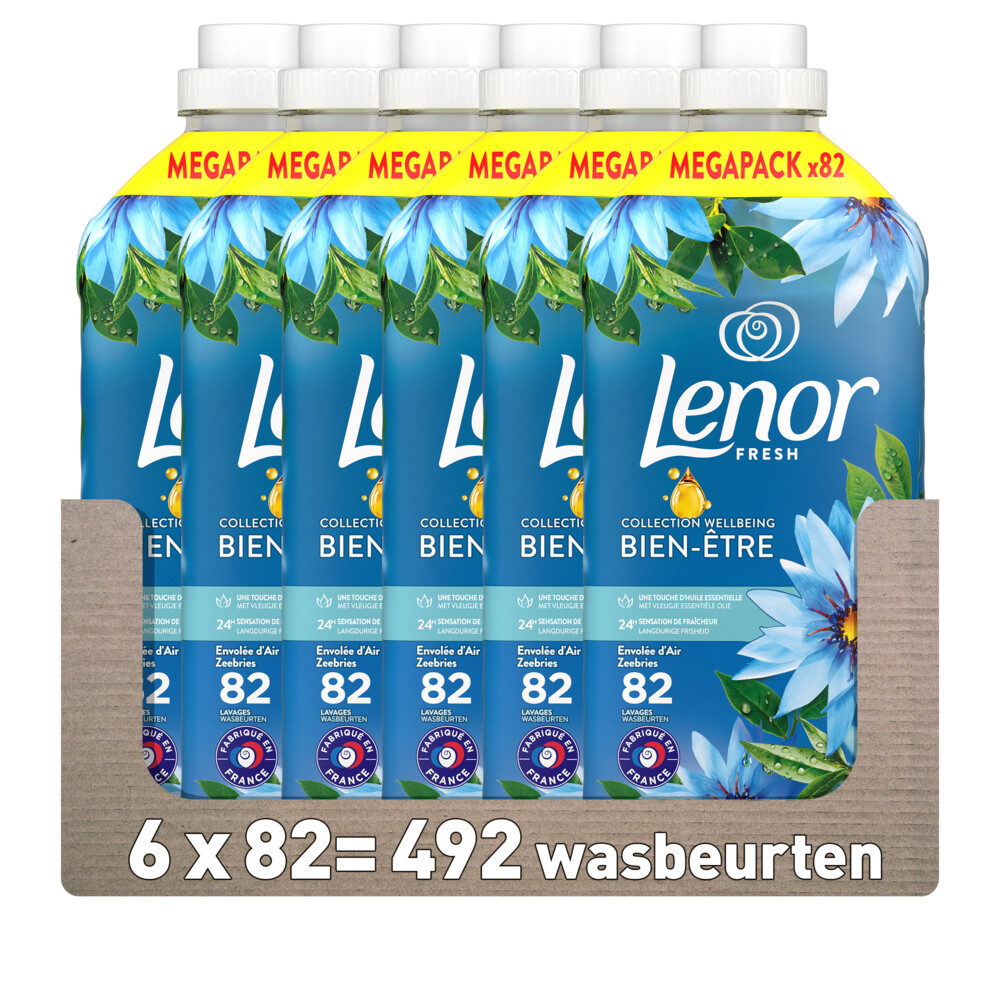6x Lenor Wasverzachter Zeebries 82 Wasbeurten 1722 ml