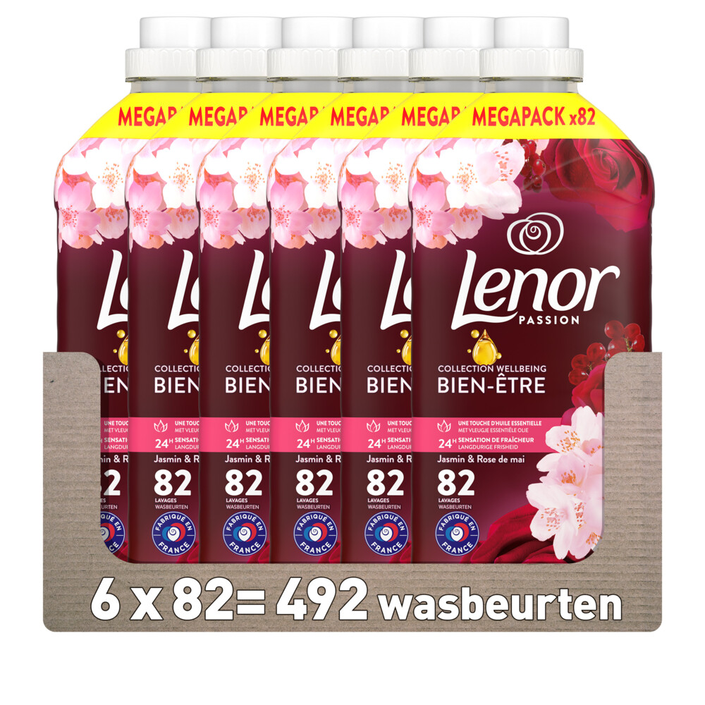 6x Lenor Wasverzachter Jasmijn&Rose de Mai 82 Wasbeurten 1722 ml