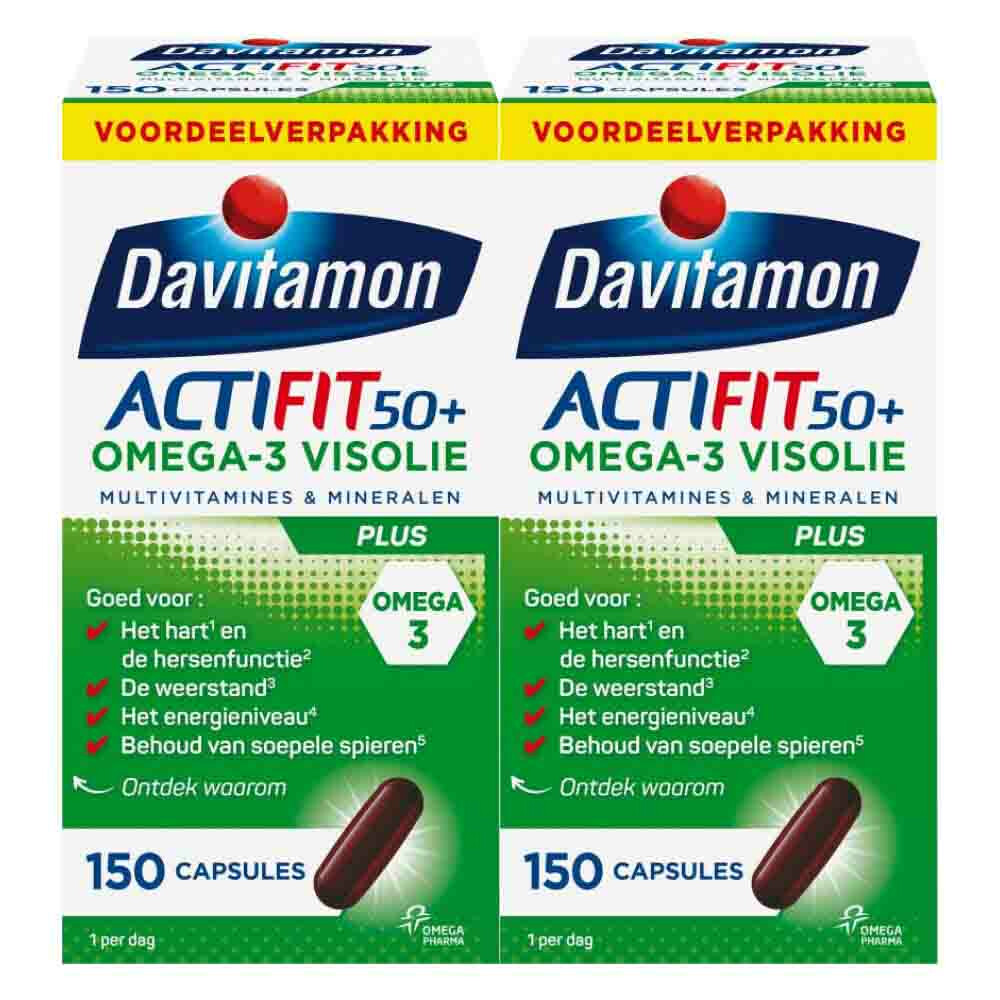 2x Davitamon Actifit 50+ Omega-3 Visolie 150 capsules