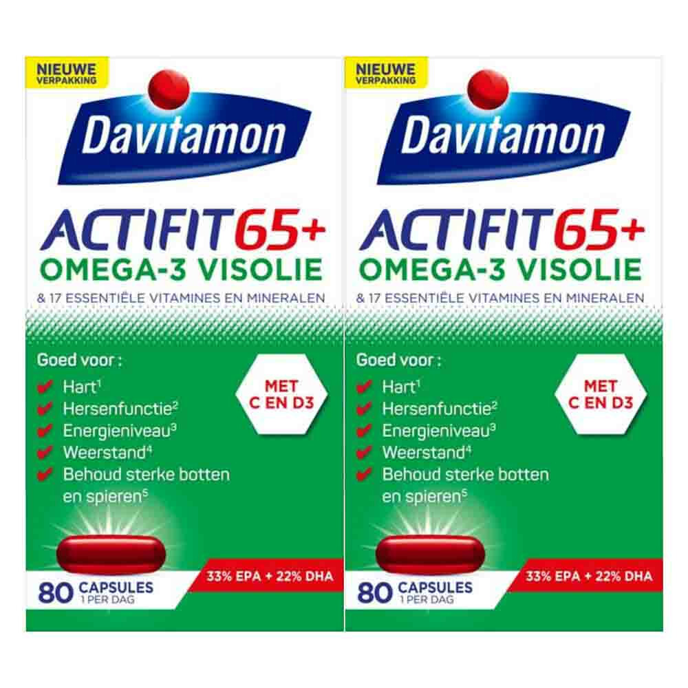 2x Davitamon Actifit 65+ Omega-3 Visolie 80 capsules