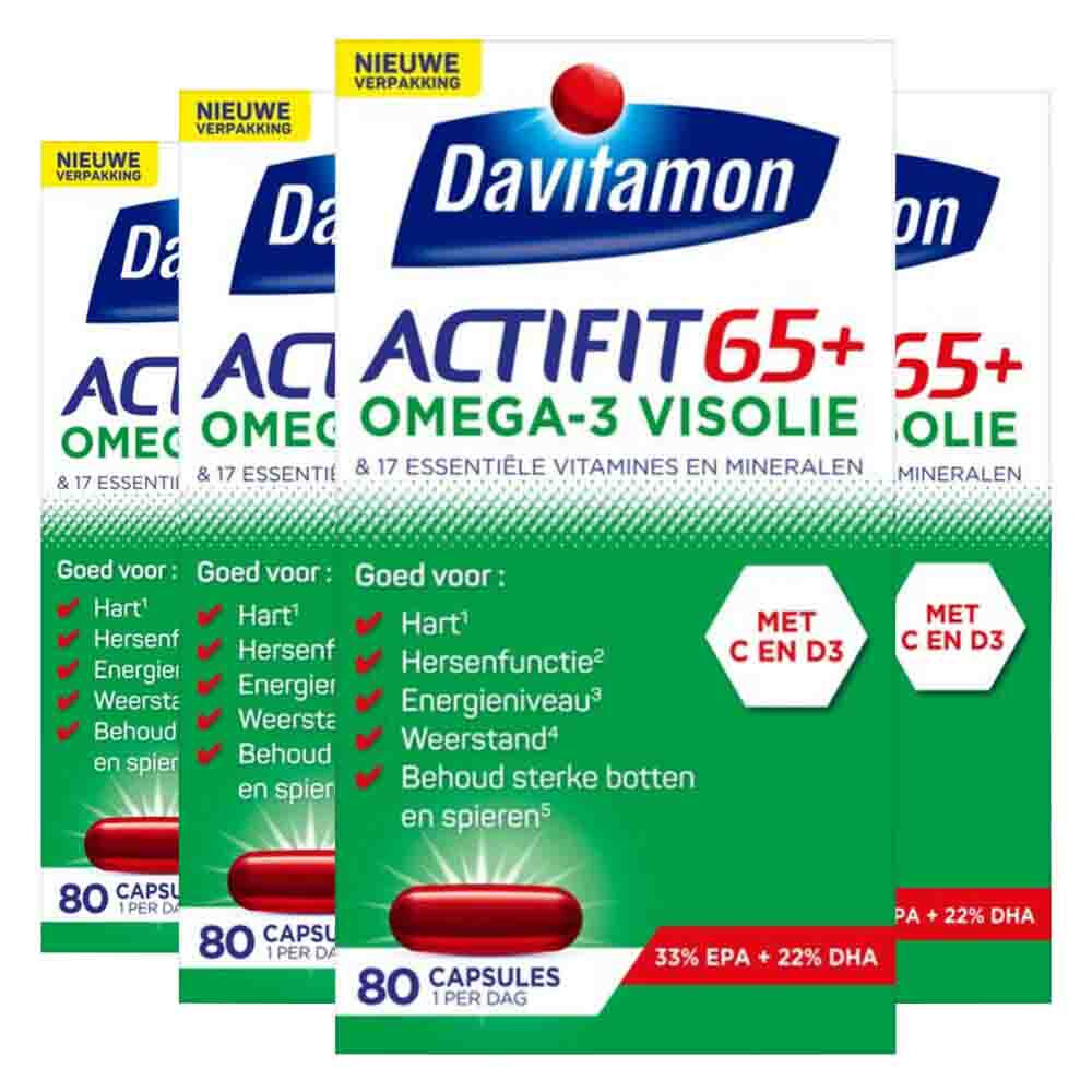4x Davitamon Actifit 65+ Omega-3 Visolie 80 capsules