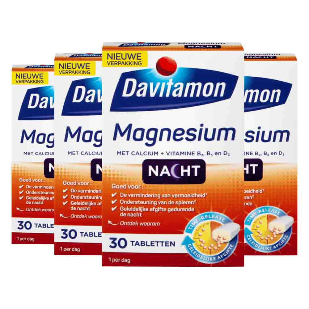 4x Davitamon Magnesium Voor de Nacht 30 tabletten