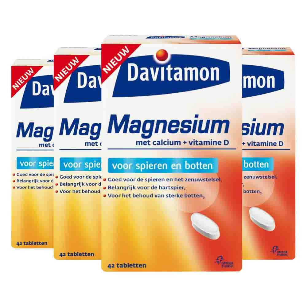 4x Davitamon Magnesium Spieren en Botten 42 tabletten