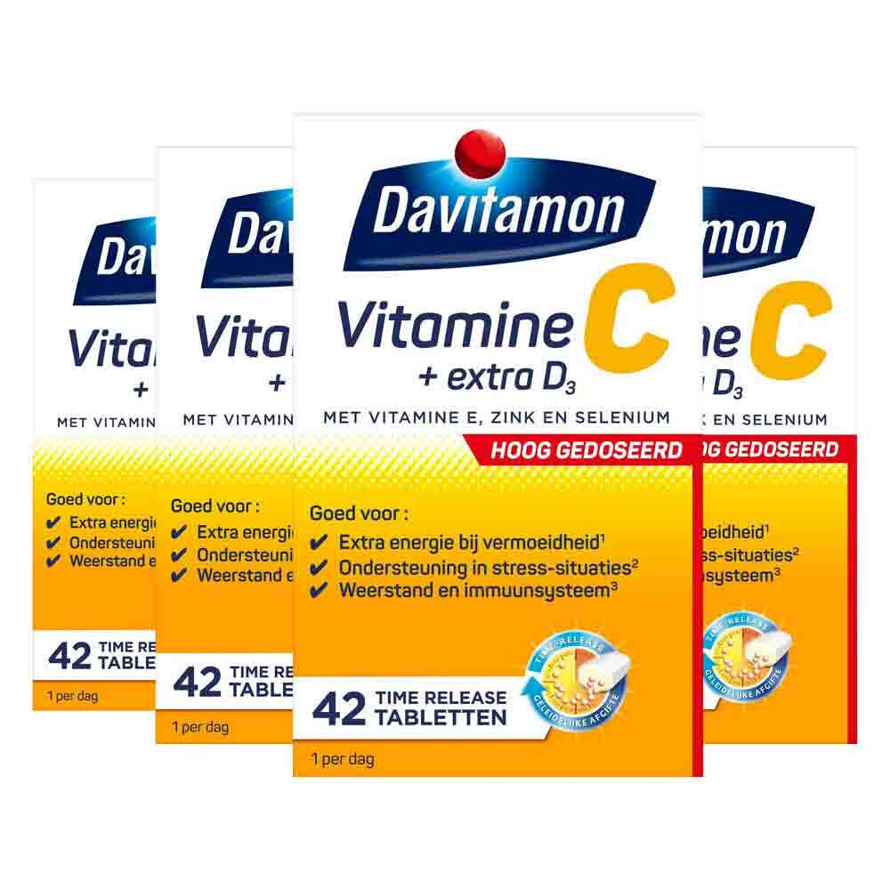 4x Davitamon Vitamine C Hoog Gedoseerd + Extra D3 42 tabletten