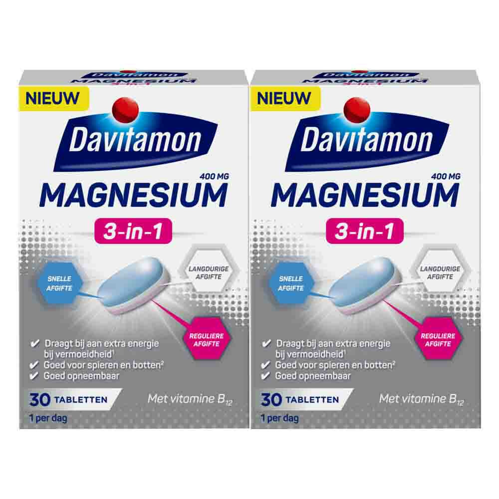 2x Davitamon Magnesium 3 in 1 30 tabletten