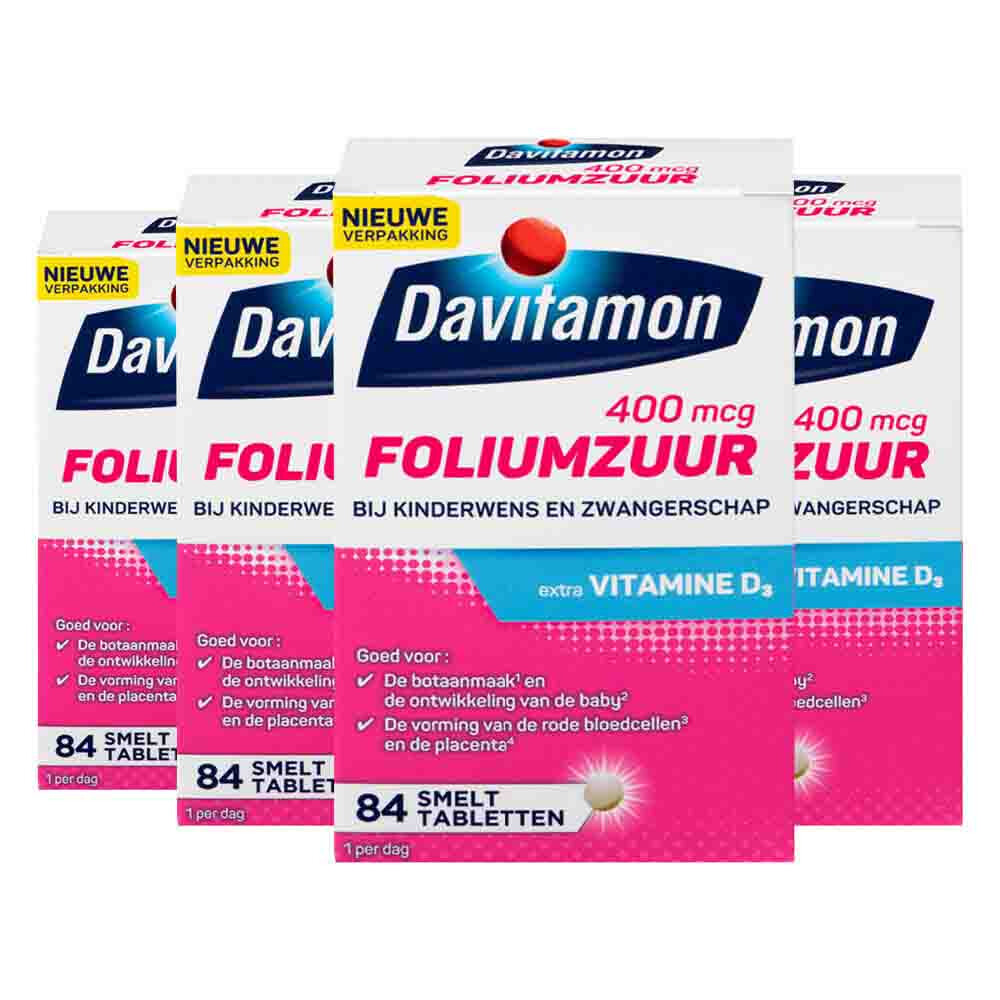 4x Davitamon Foliumzuur 84 smelttabletten