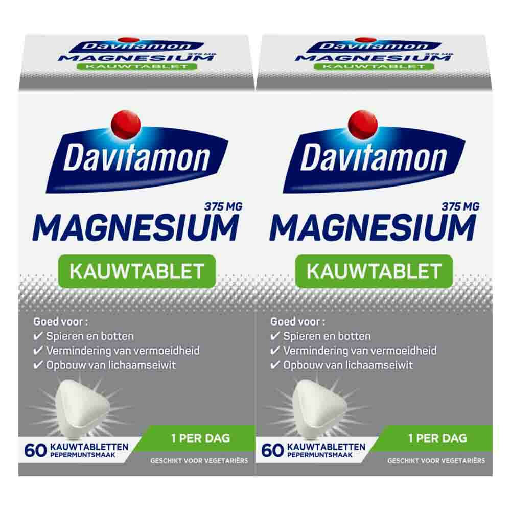 2x Davitamon Magnesium Kauwtablet 60 tabletten