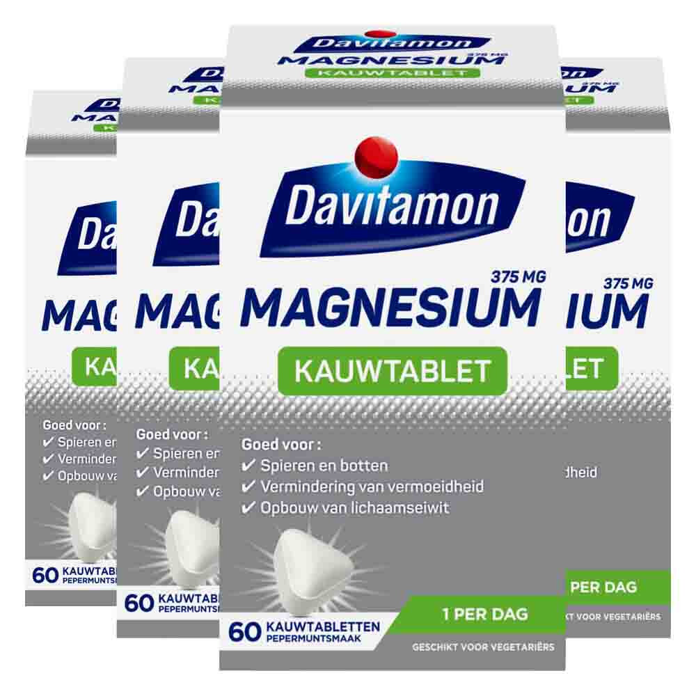 4x Davitamon Magnesium Kauwtablet 60 tabletten