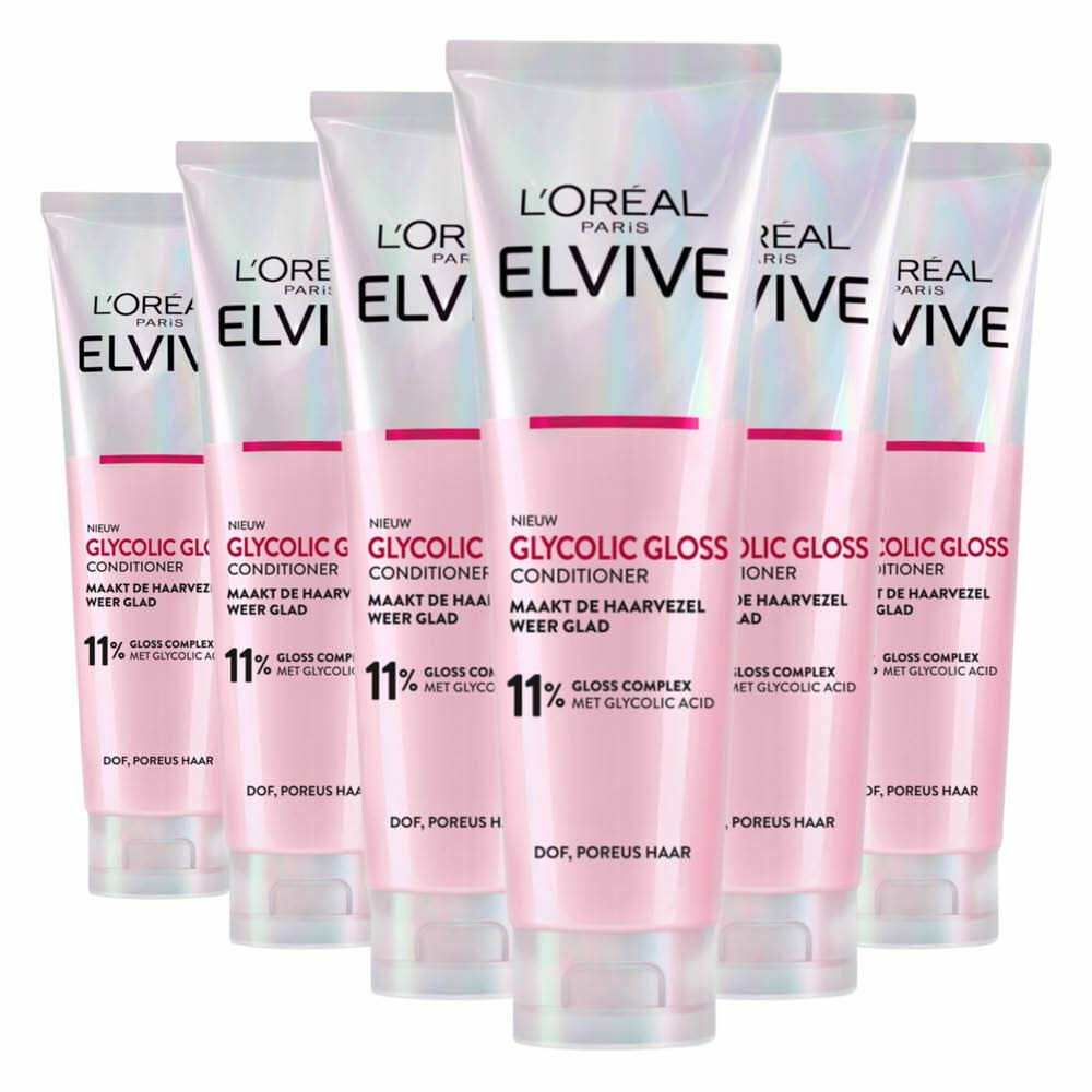 6x L'Oréal Elvive Glycolic Gloss Conditioner 150 ml