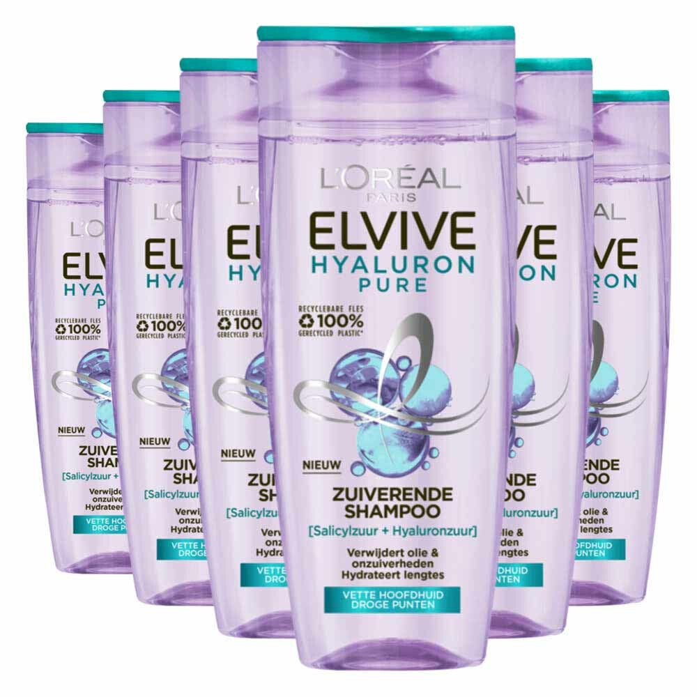 6x L'Oréal Elvive Hydra Pure Shampoo 250 ml