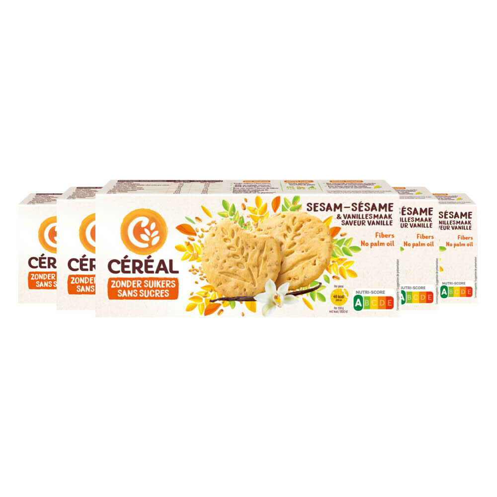 5x Céréal Sesamkoekjes met Vanillesmaak 132 gr