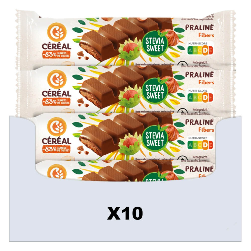 10x Céréal Chocolade Reep Praliné 42 gr