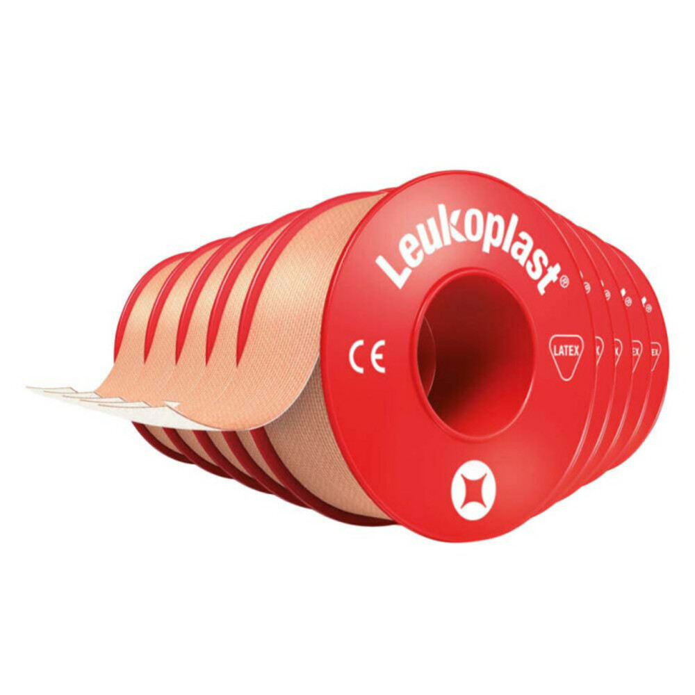 6x Leukoplast Hechtpleister 5 m x 1,25 cm