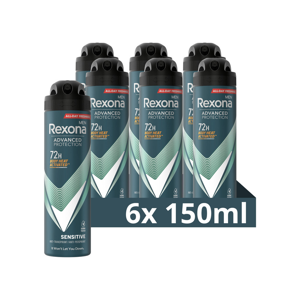 6x Rexona Men Deodorant Spray Advanced Protection Sensitive 150 ml